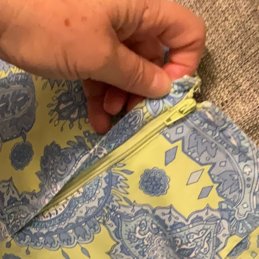 Lilly & Van  Paisley Faux Wrap Skirt - Blue and Chartreuse - Picture 6 of 8
